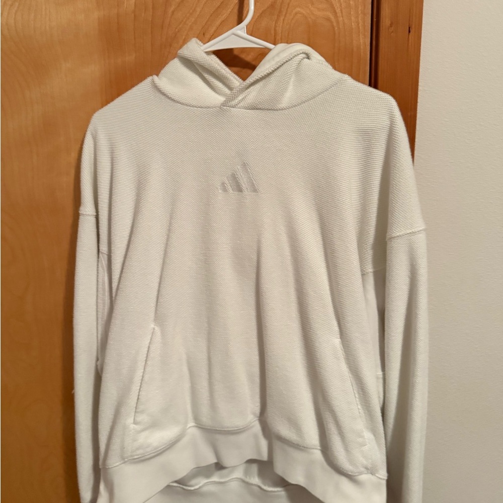 Adidas Men's White Hoodie Sweater
